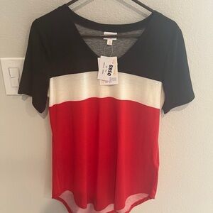 LuLaRoe Black and Red Short Sleeve Tee